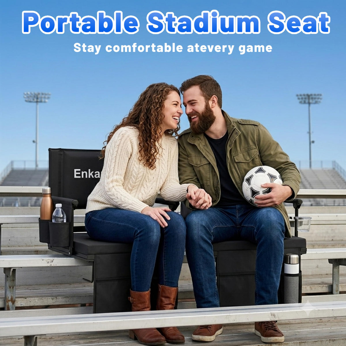 Portable Stadium Seat with Armrests & Cup Holder E593