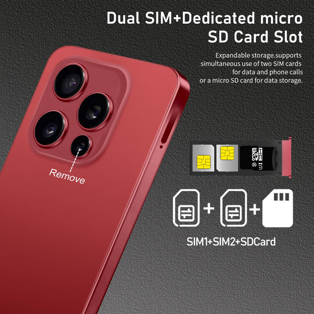 Unlocked Cell Phone 16+512GB Android 14 Wine Red S636
