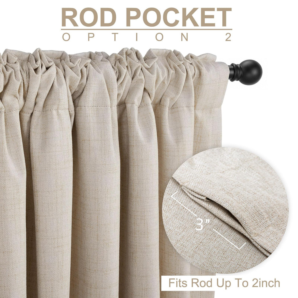 Linen Textured Total Blackout Curtains 84 Inches Long, Cream K969270