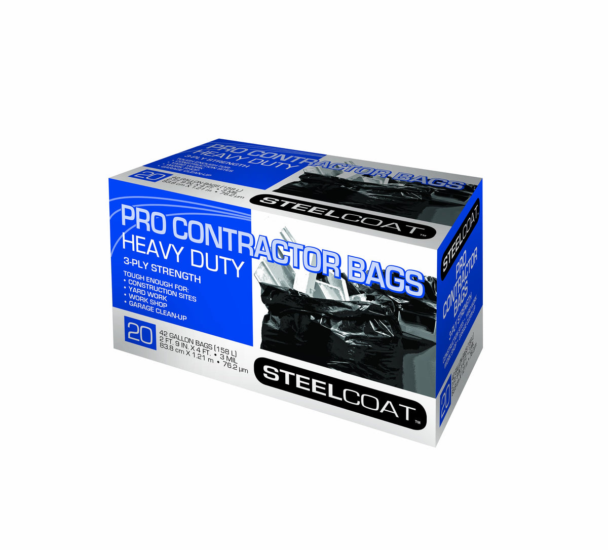 42-Gallon Black Trash Bags, 20-Pack H214997