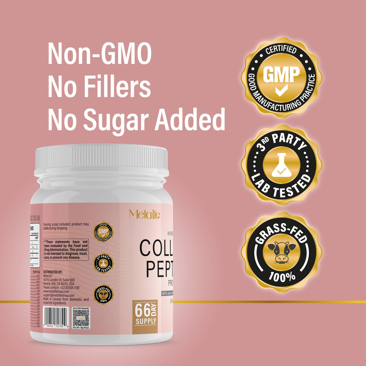 Hydrolyzed Collagen Peptides Powder 20 Oz Unflavored T6705