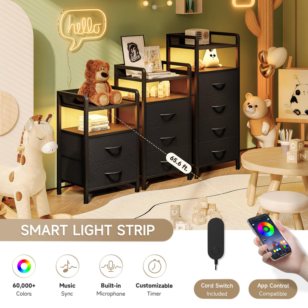 Black 3 Drawer Nightstand with Charging Station R45177