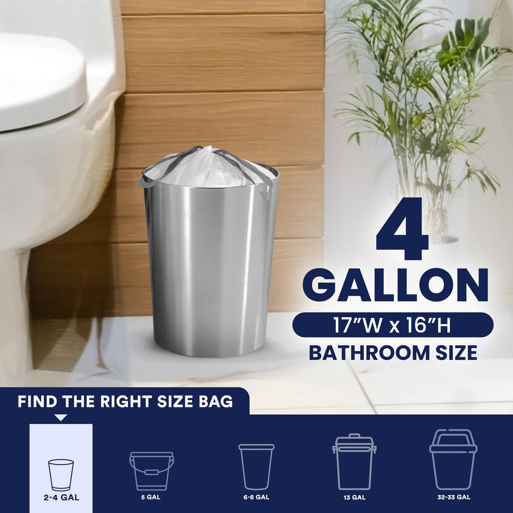 4 Gallon White Drawstring Trash Bags, 200 Count U824