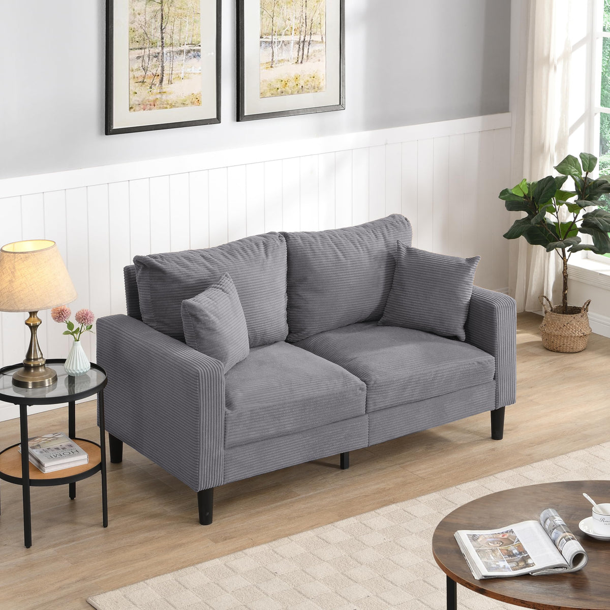 Light Gray Upholstered Loveseat Sofa X680