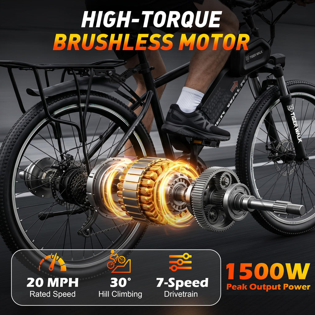 26" Electric Mountain Bike 48V 10Ah 7-Speed T4129