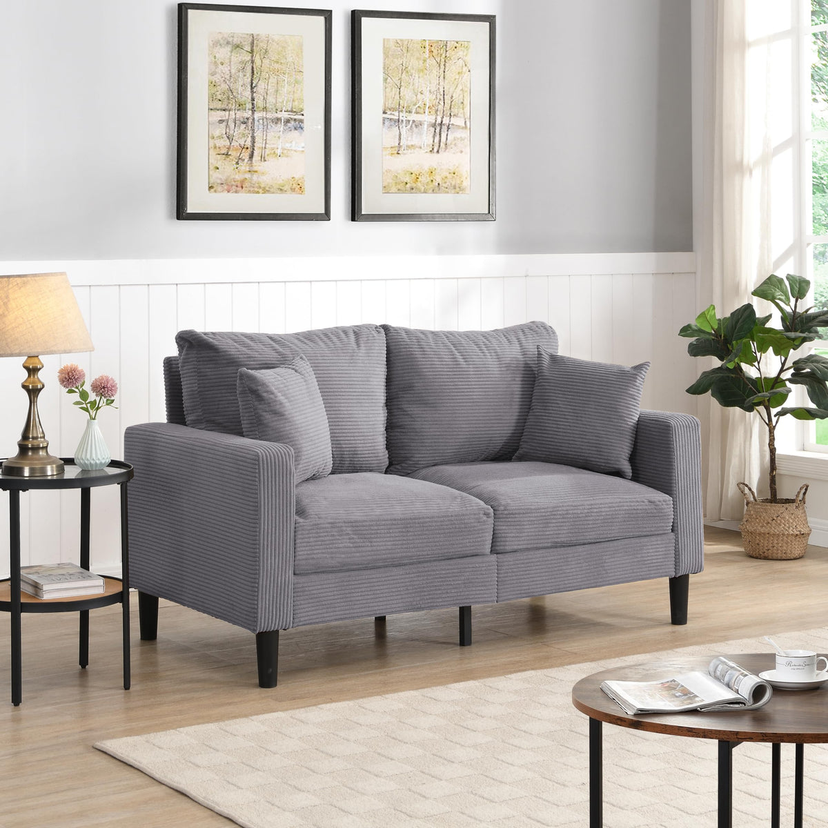 Light Gray Upholstered Loveseat Sofa X680