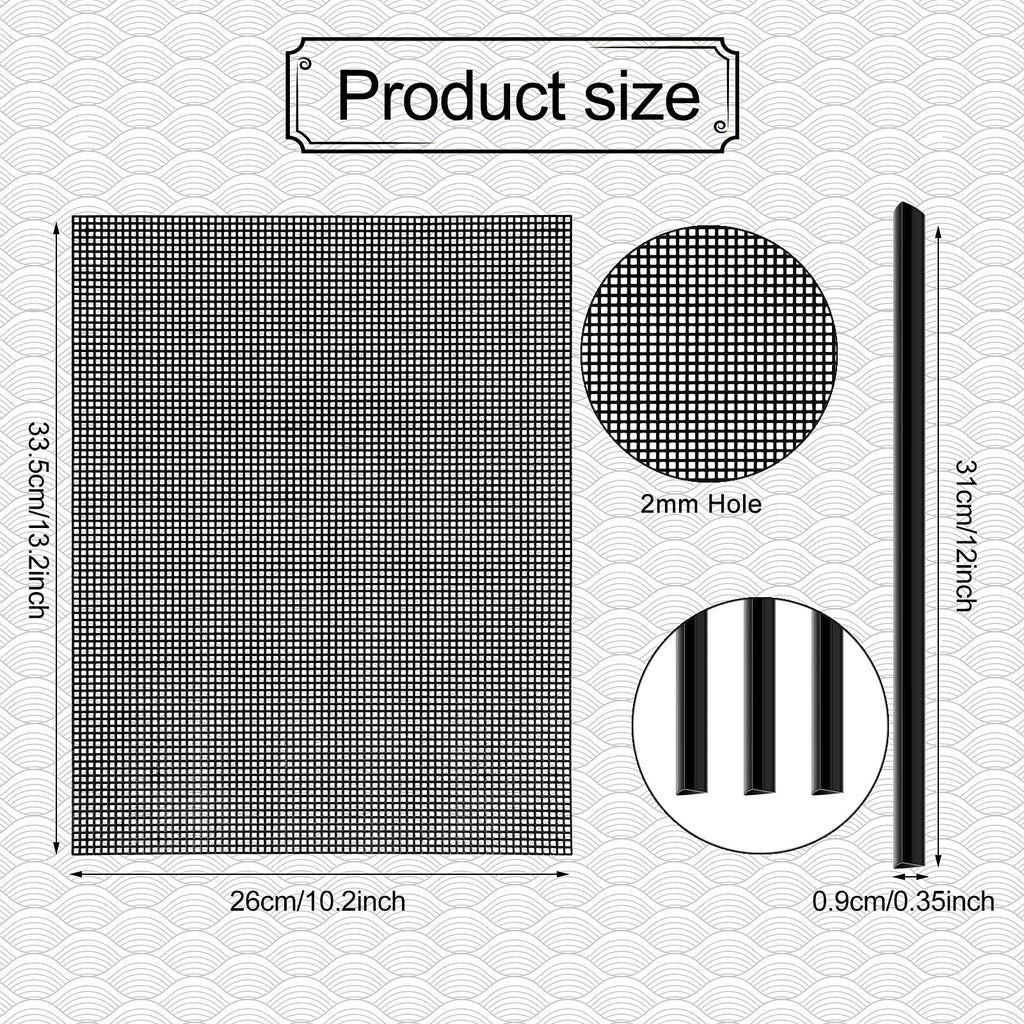 Black 4 Pcs Plastic Mesh Sheets L76242