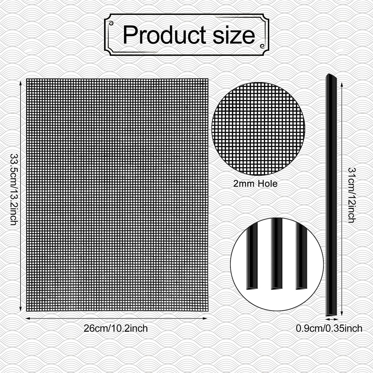 Black 4 Pcs Plastic Mesh Sheets L76242
