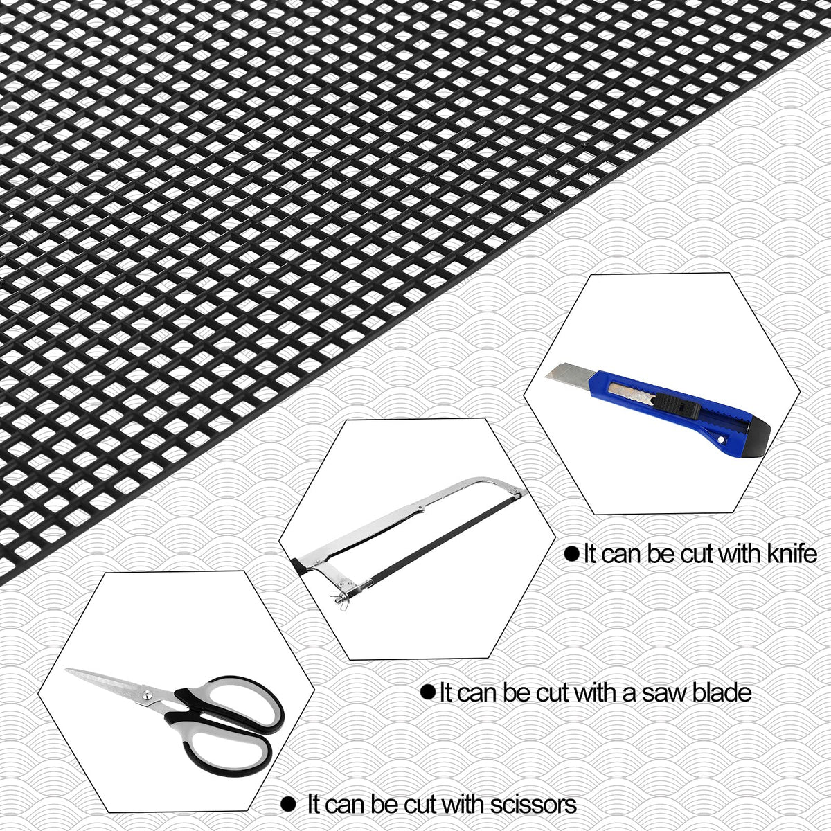 Black 4 Pcs Plastic Mesh Sheets L76242