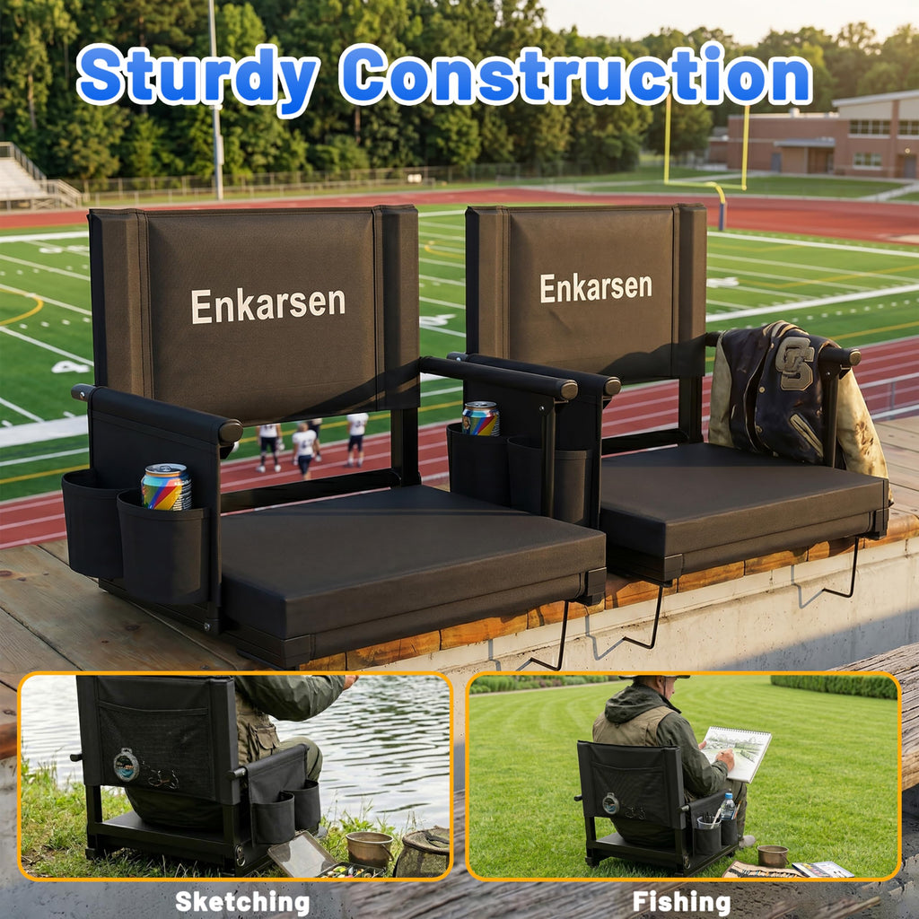 Portable Stadium Seat with Armrests & Cup Holder E593